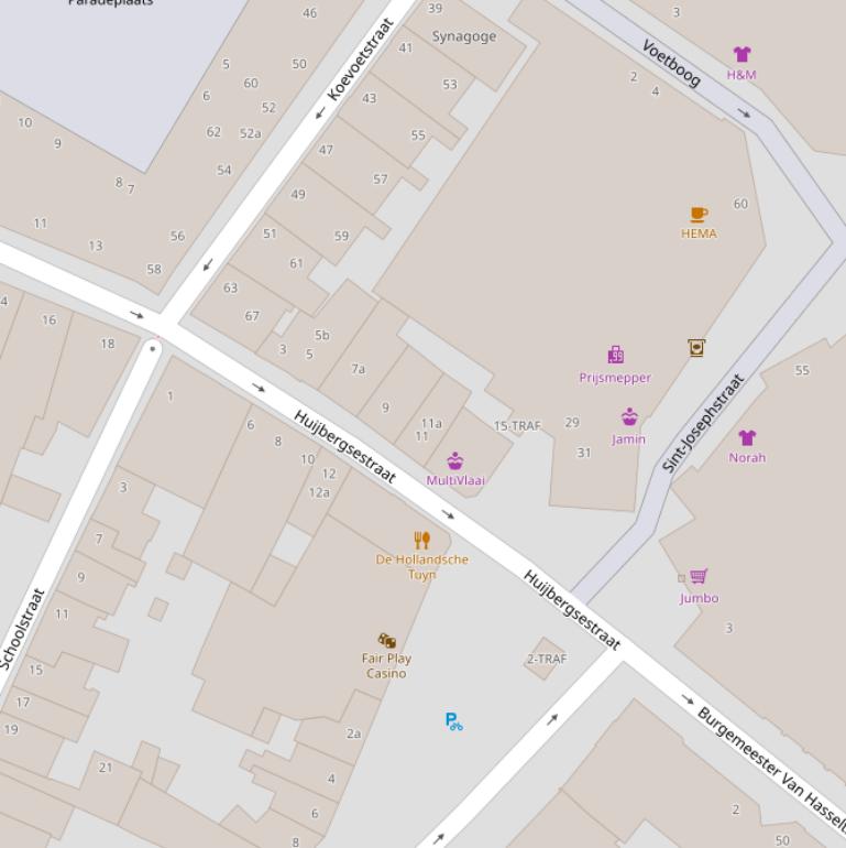Kaart van de Huijbergsestraat.