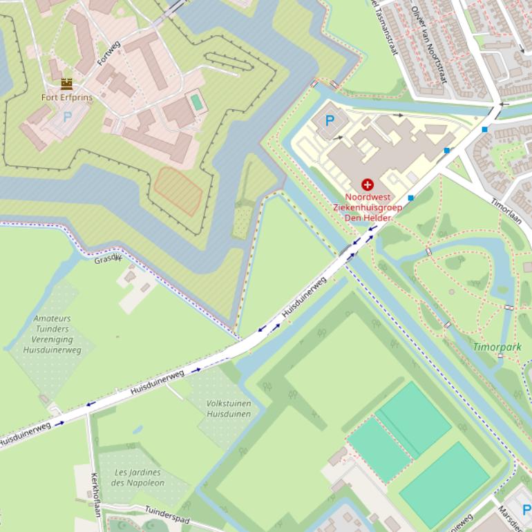 Kaart van de Huisduinerweg.