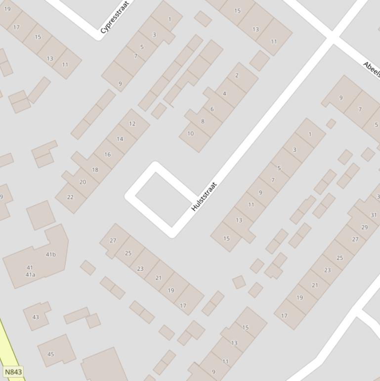 Kaart van de Hulststraat.