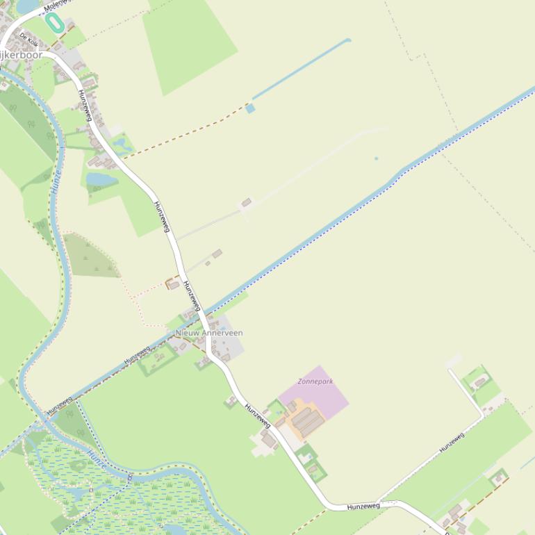 Kaart van de Hunzeweg.