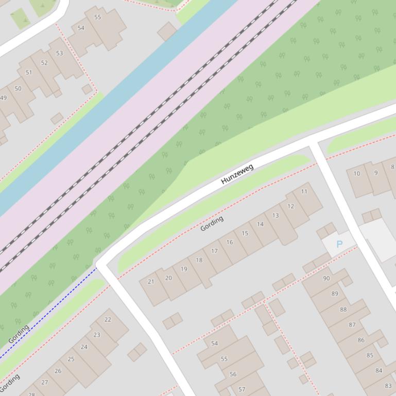 Kaart van de Hunzeweg.