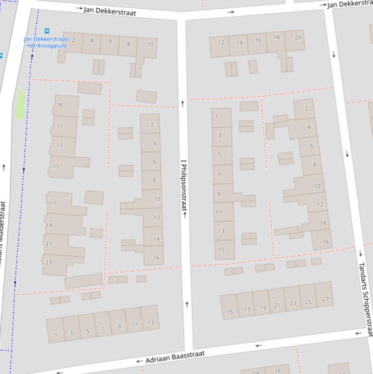 Kaart van de I Philipsonstraat.