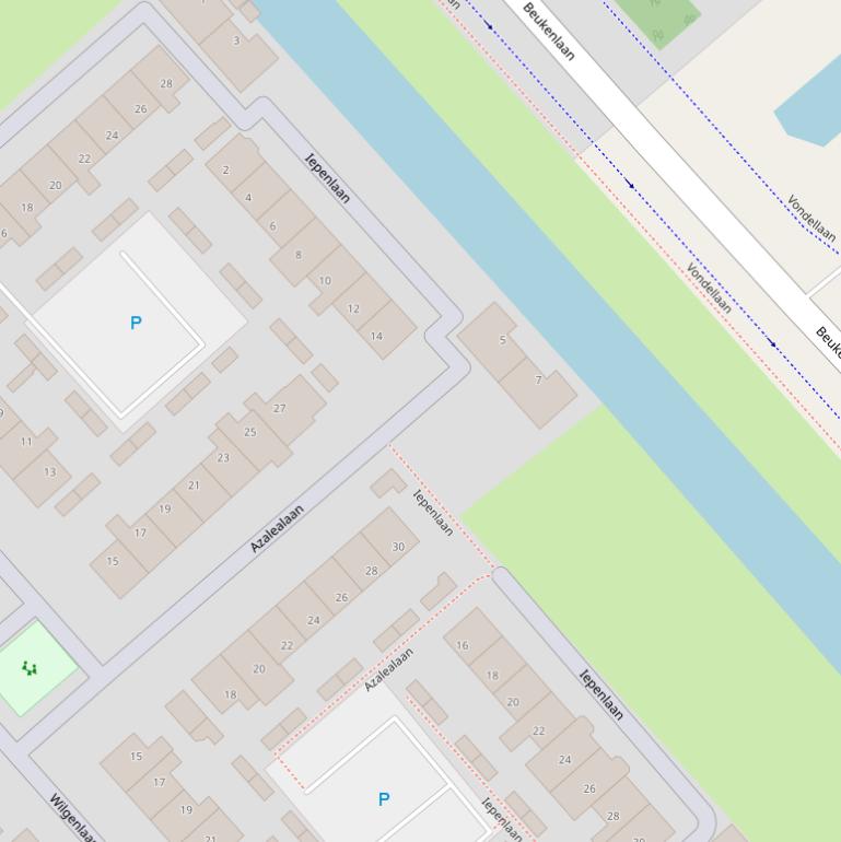 Kaart van de Iepenlaan.