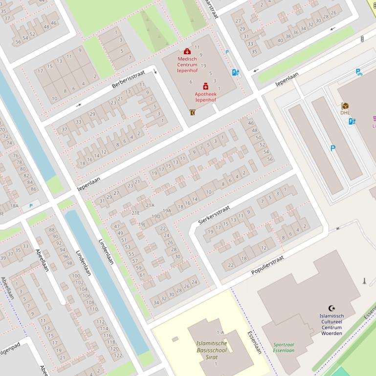 Kaart van de Iepenlaan.