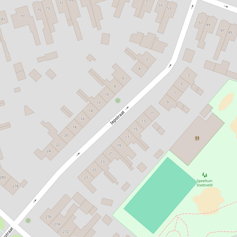 Kaart van de Iepstraat.