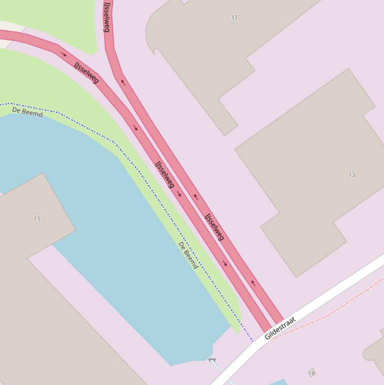 Kaart van de IJsselweg.