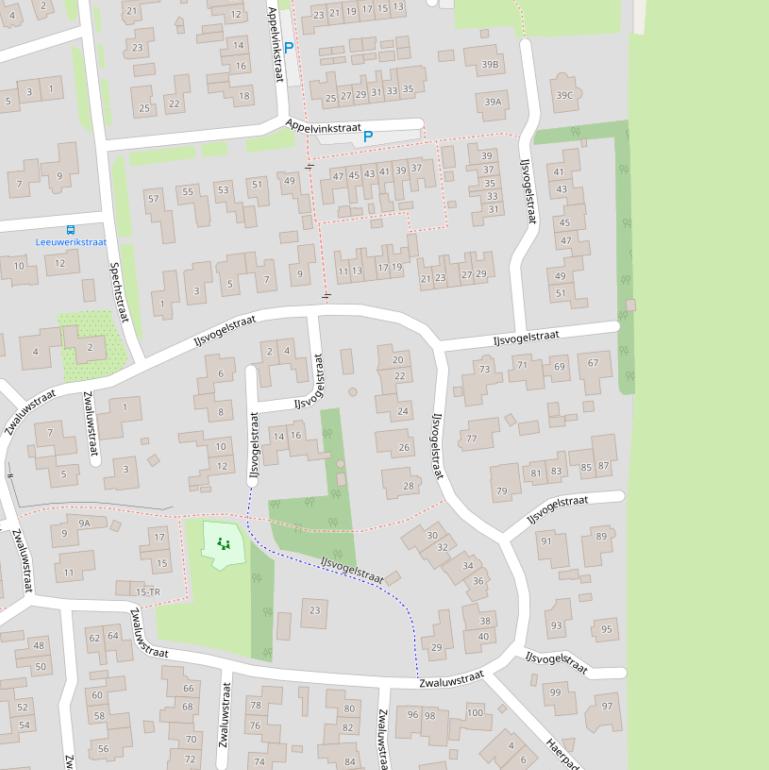 Kaart van de IJsvogelstraat.