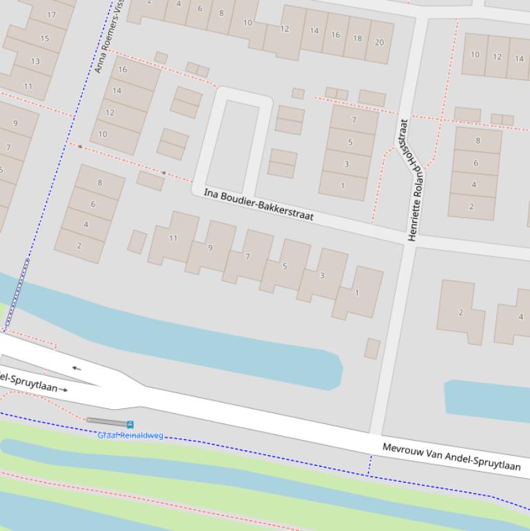 Kaart van de Ina Boudier-Bakkerstraat.