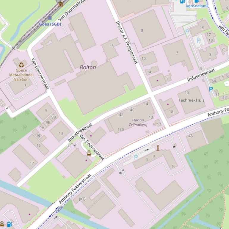 Kaart van de Industriestraat.