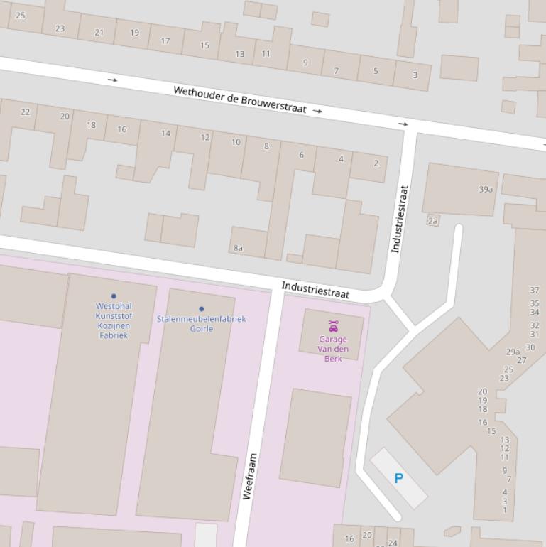 Kaart van de Industriestraat.