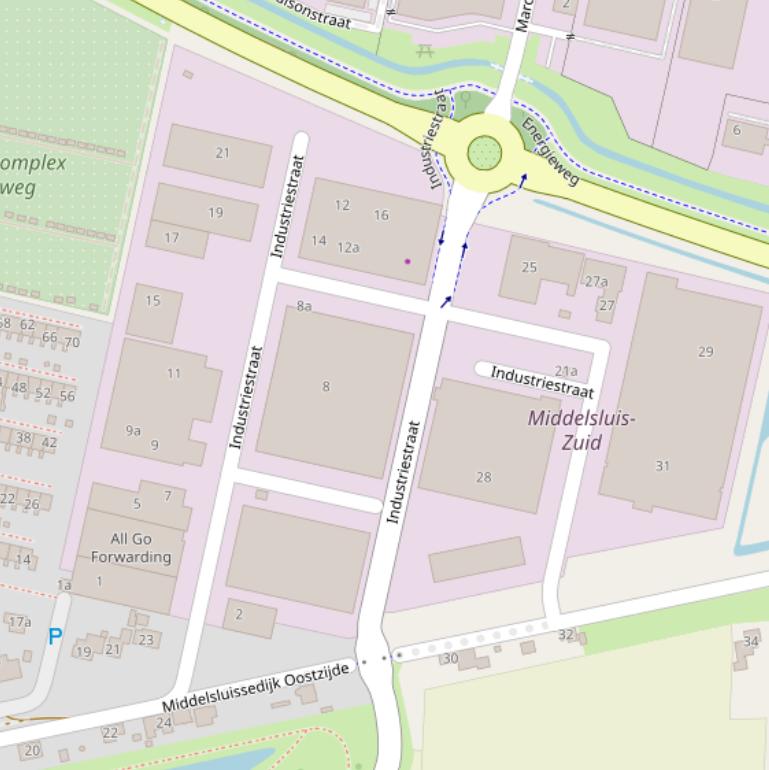 Kaart van de Industriestraat.