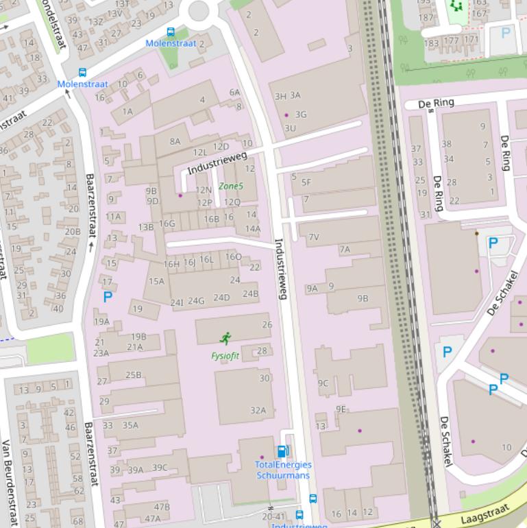 Kaart van de Industrieweg.