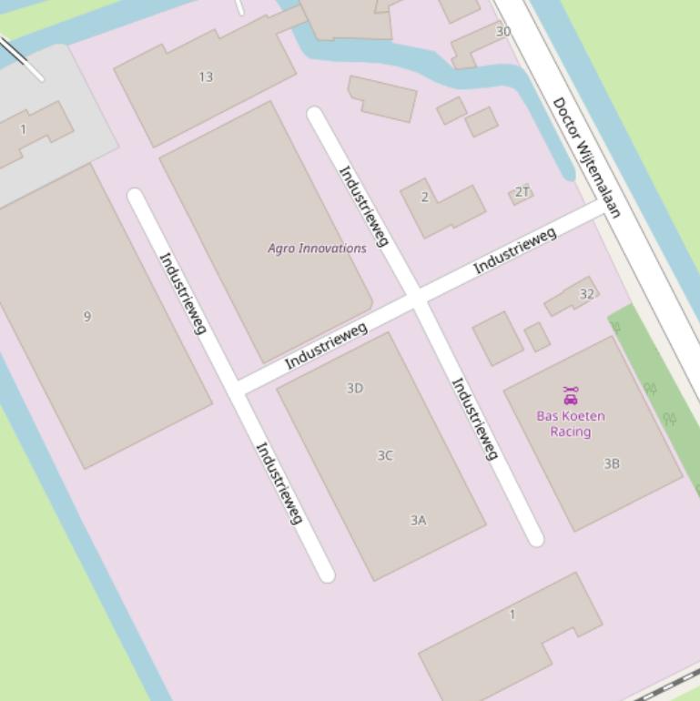 Kaart van de Industrieweg.