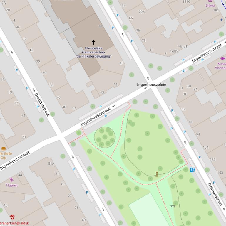 Kaart van de Ingenhouszstraat.