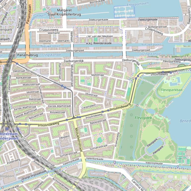 Kaart van de Insulindeweg.