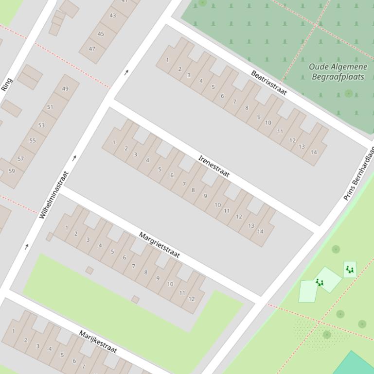 Kaart van de Irenestraat.