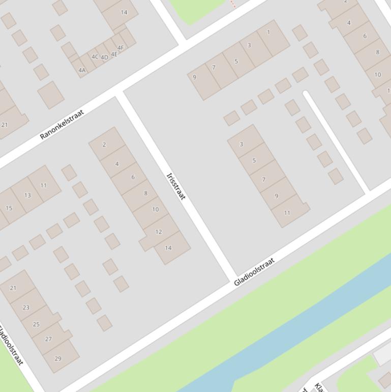 Kaart van de Irisstraat.