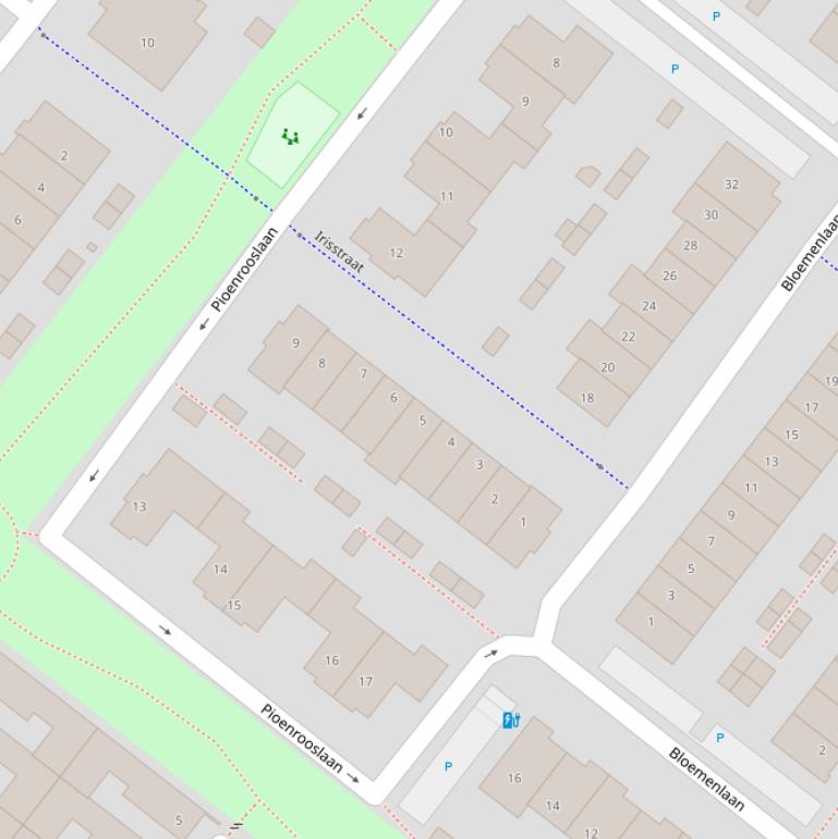 Kaart van de Irisstraat.