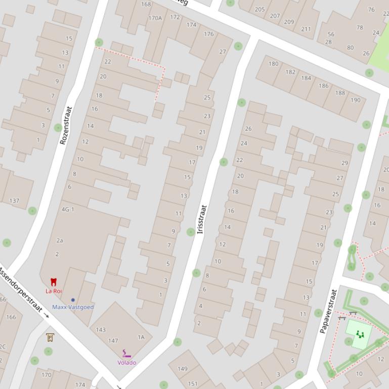 Kaart van de Irisstraat.