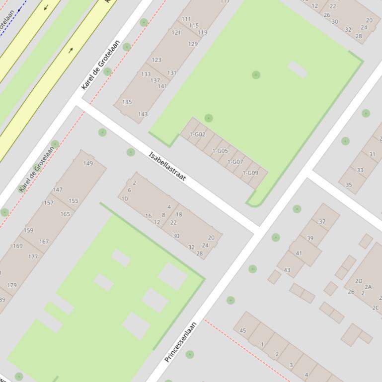 Kaart van de Isabellastraat.