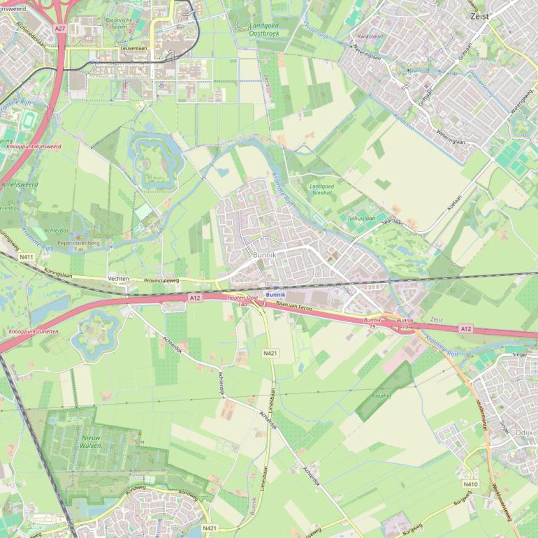 Kaart van het Jaagpad; onderdeel Kromme Rijnpad.