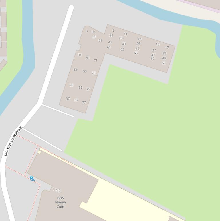 Kaart van de Jac. van Looystraat.