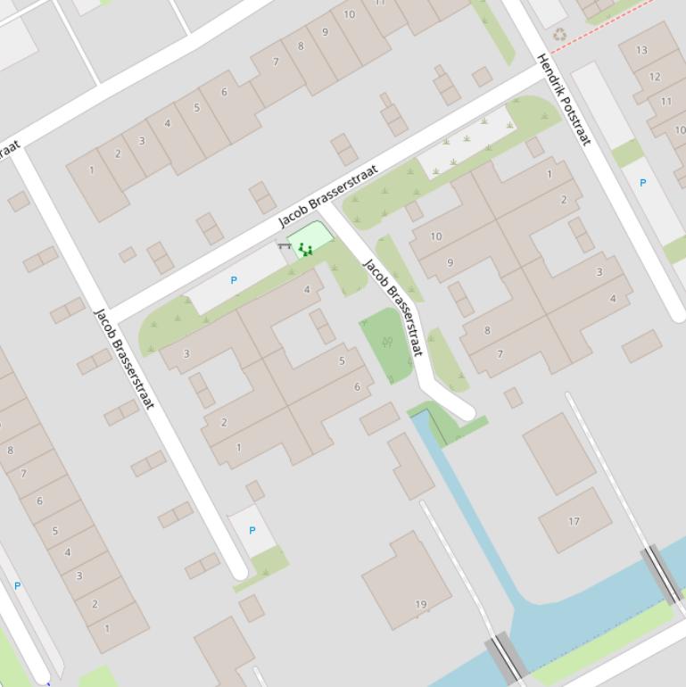 Kaart van de Jacob Brasserstraat.