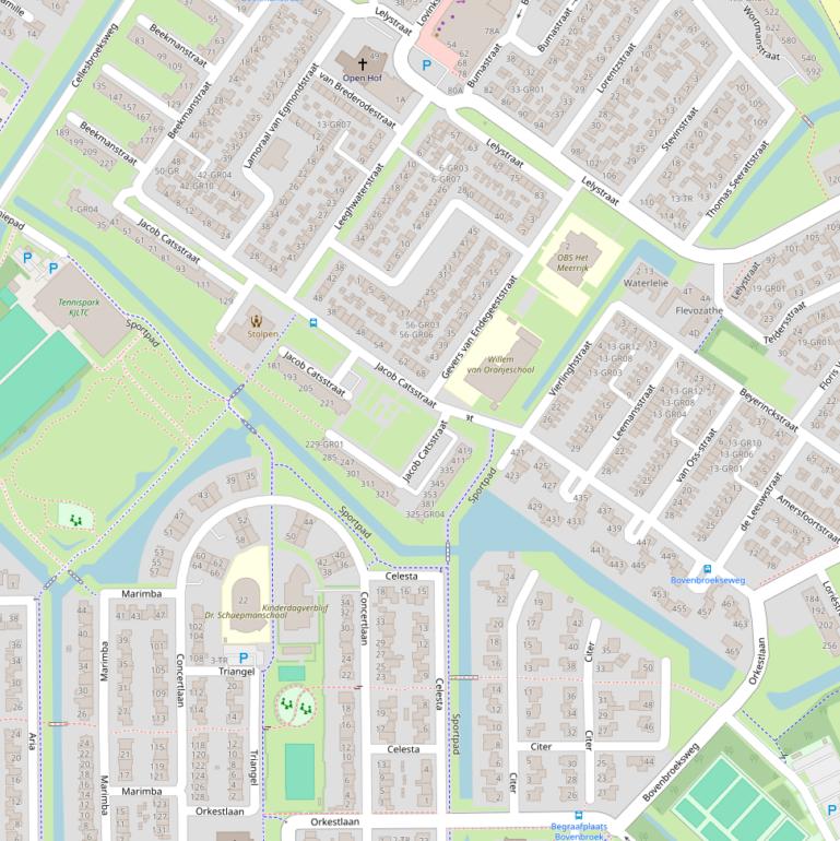 Kaart van de Jacob Catsstraat.