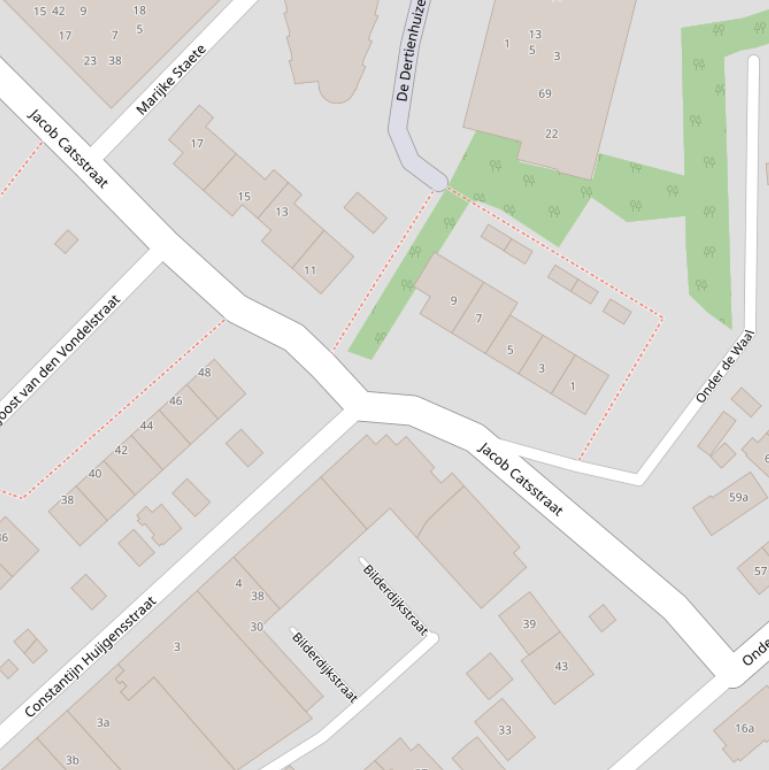 Kaart van de Jacob Catsstraat.