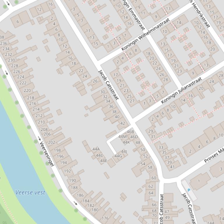 Kaart van de Jacob Catsstraat.