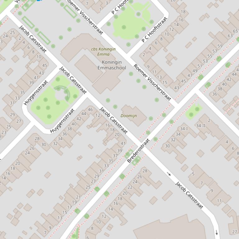 Kaart van de Jacob Catsstraat.