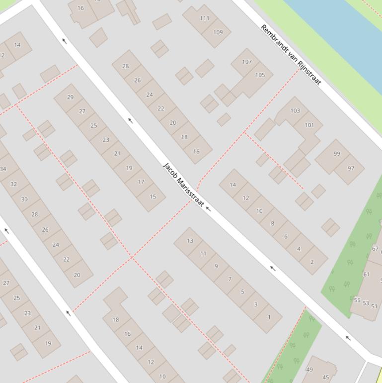 Kaart van de Jacob Marisstraat.