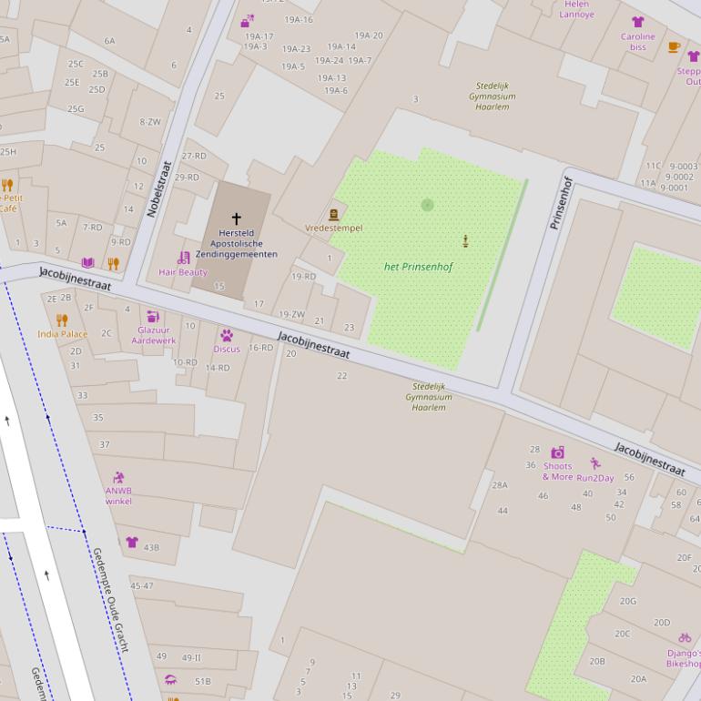 Kaart van de Jacobijnestraat.