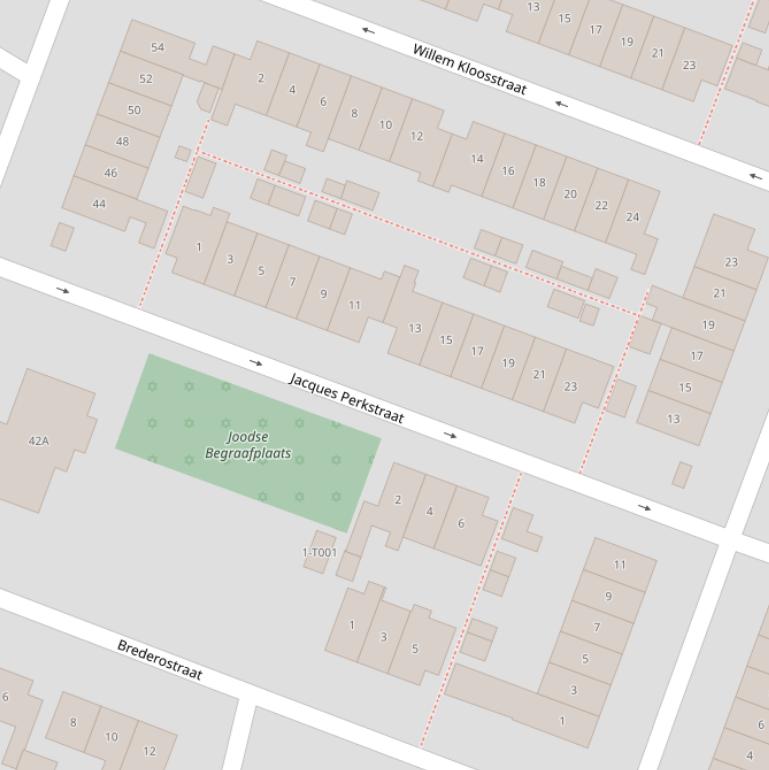 Kaart van de Jacques Perkstraat.