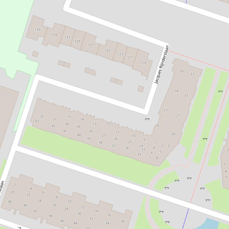 Kaart van de Jacques Rijnderslaan.