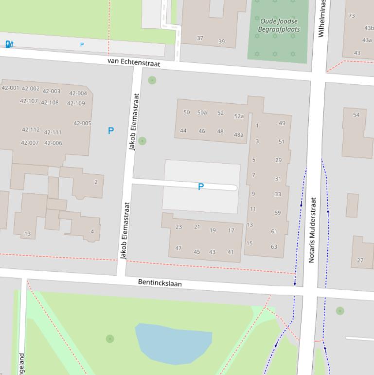 Kaart van de Jakob Elemastraat.