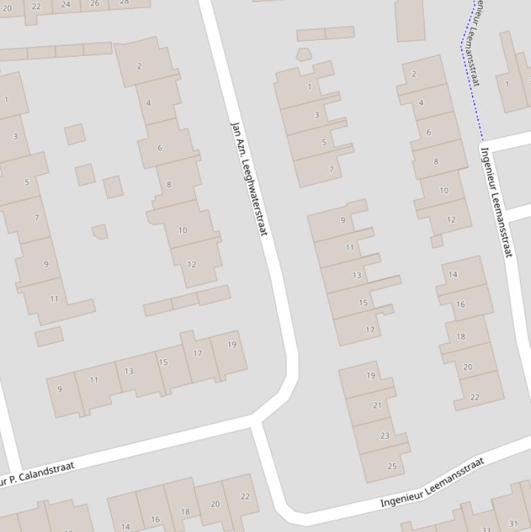 Kaart van de Jan Azn. Leeghwaterstraat.