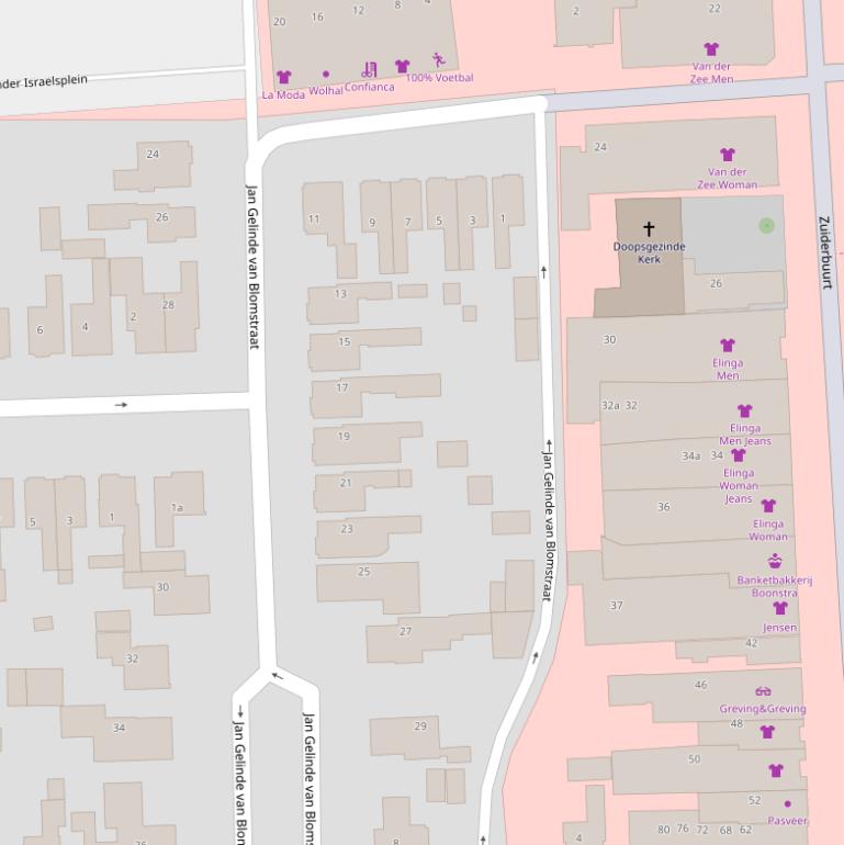 Kaart van  Jan Gelinde van Blomstraat.