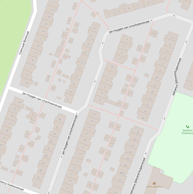 Kaart van  Jan Huygen van Linschotenstraat.