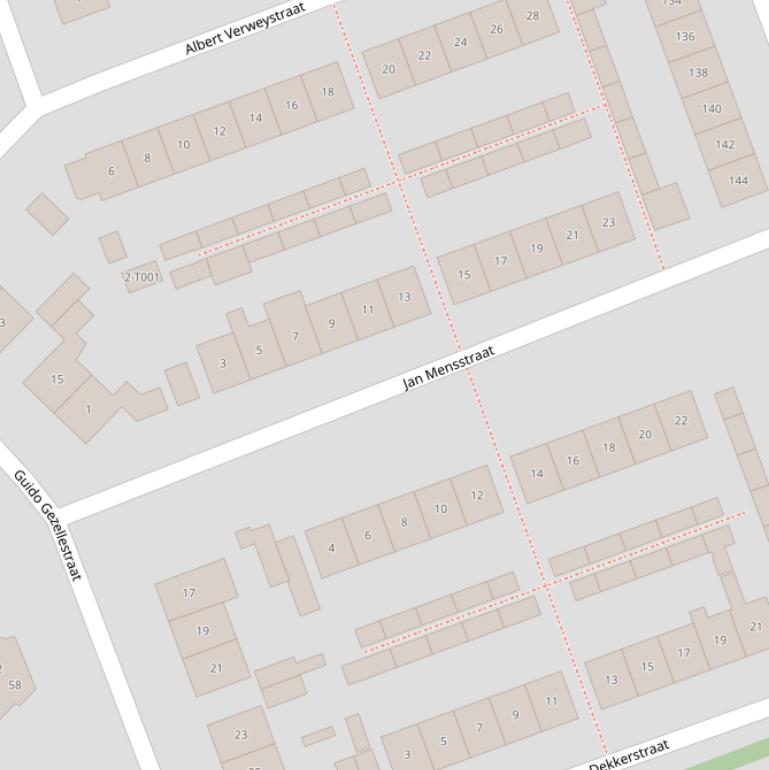 Kaart van de Jan Mensstraat.