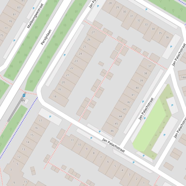 Kaart van de Jan Palachstraat.