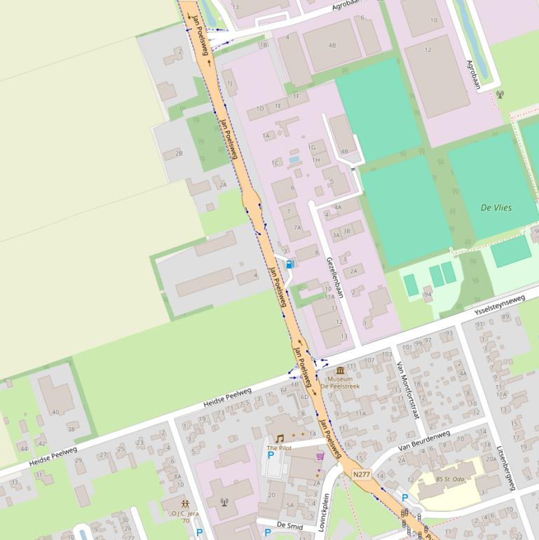 Kaart van de Jan Poelsweg.