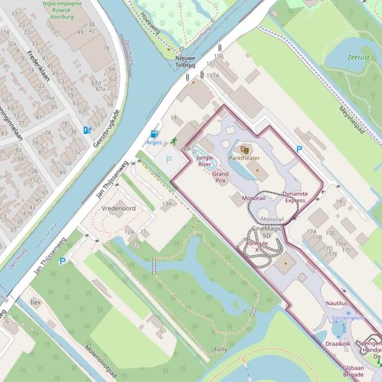 Kaart van de Jan Thijssenweg.