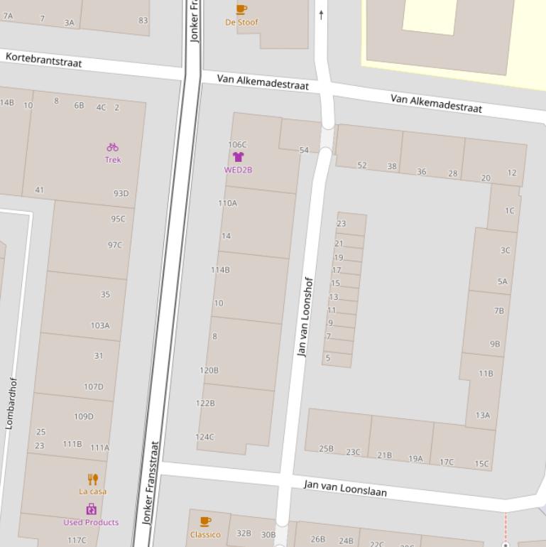 Kaart van de Jan van Loonshof.