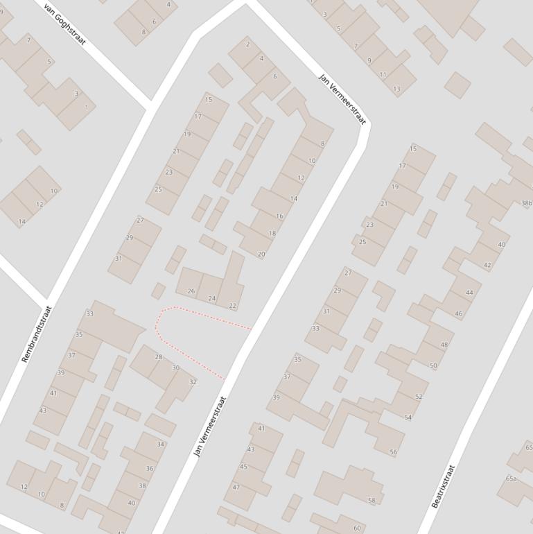 Kaart van de Jan Vermeerstraat.