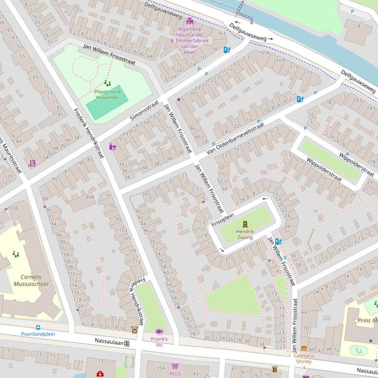Kaart van de Jan Willem Frisostraat.