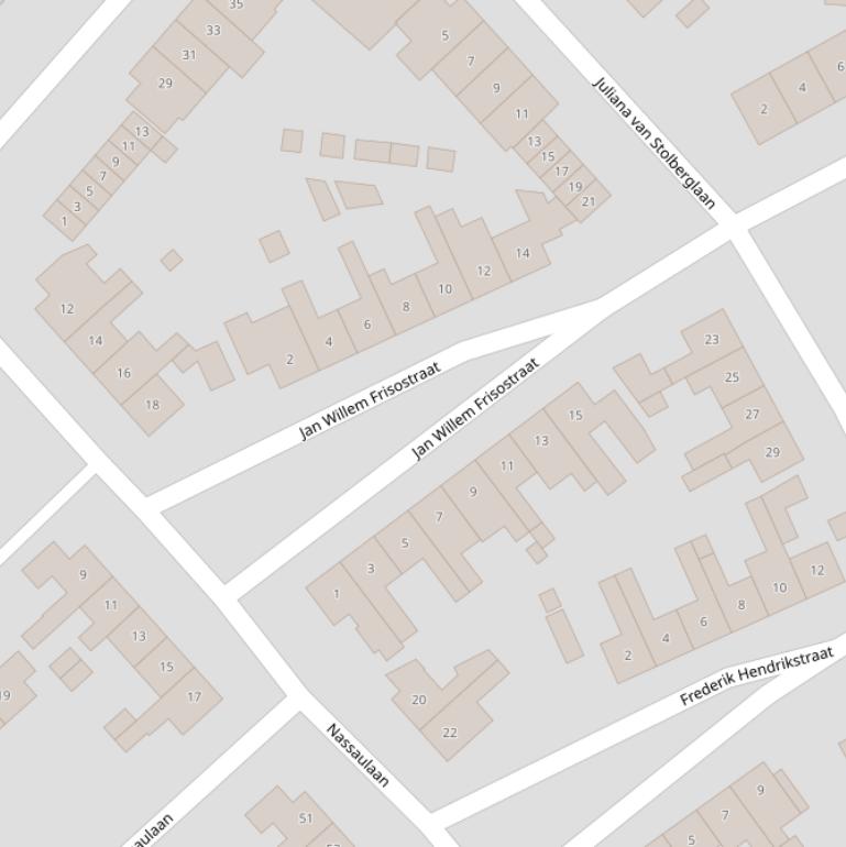 Kaart van de Jan Willem Frisostraat.