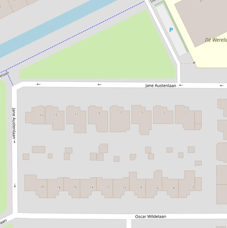 Kaart van de Jane Austenlaan.