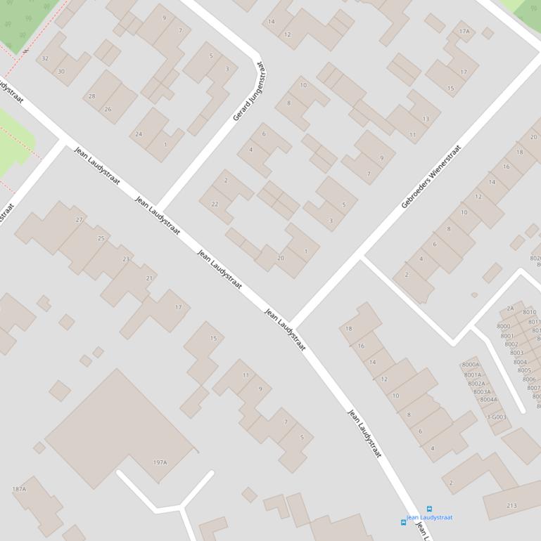 Kaart van de Jean Laudystraat.