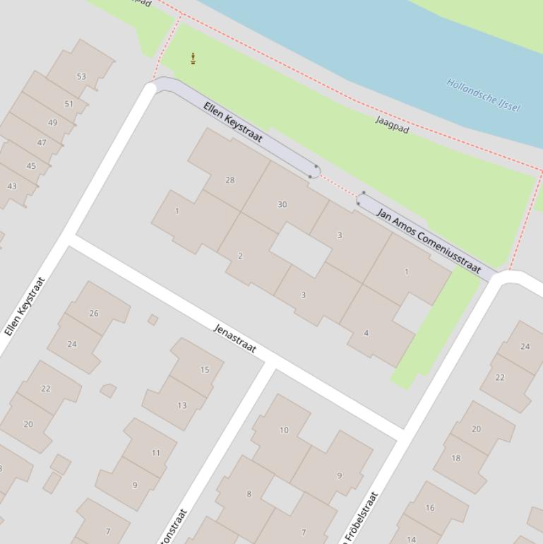 Kaart van de Jenastraat.